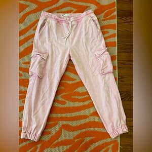 Bershka pink denim cargo joggers